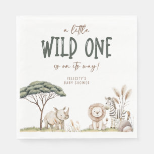 Wild One Safari Dieren Neutraal Baby shower Servet