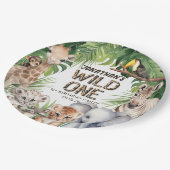 Wild one Safari dieren oerwoud boy 1e verjaardag Papieren Bordje (Gekanteld)