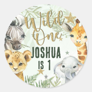 Wild One Safari Dieren Ronde Stickers