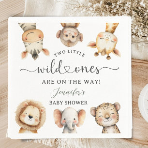 Wild One Safari Dieren Tweeling Baby Borrel Servet