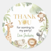 Wild One Safari Dieren Verjaardag Ronde Sticker (Voorkant)