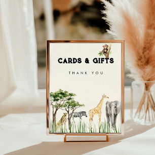 Wild One Safari Dieren Verjaardag Tafel Sign Foto Afdruk