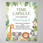 Wild One Safari Dieren Verjaardag Tijd Capsule tek Poster (Voorkant)