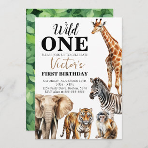 Wild One Safari eerste verjaardag Kaart