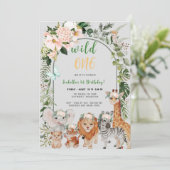 Wild One Safari feuilles Invitation d'anniversaire (Debout devant)
