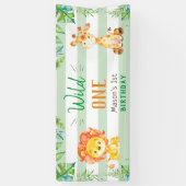 Wild One Safari First Birthday Boys Green Party Spandoek (Verticaal)