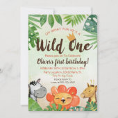 Wild One, Safari First Birthday Kaart (Voorkant)
