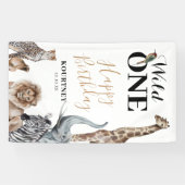Wild One Safari First Birthday Party Spandoek (Horizontaal)