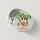 Wild One, Safari First Birthday Ronde Button 3,2 Cm (Voorkant /achterkant)