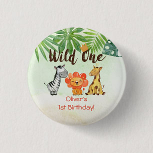 Wild One, Safari First Birthday Ronde Button 3,2 Cm
