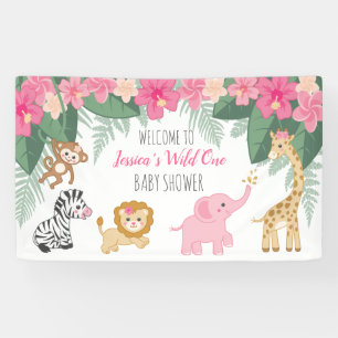 Wild One Safari/Girl Oerwoud Baby shower welkom Spandoek