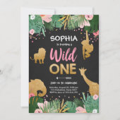 Wild One Safari Gold Girl Pink Animals Kaart (Voorkant)