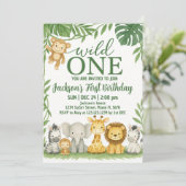 Wild One Safari Invitation d'anniversaire (Debout devant)