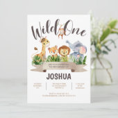 Wild One Safari Invitation d'anniversaire (Debout devant)