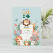 Wild One Safari Jungle Animal Invitation Anniversa (Debout devant)