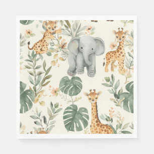 Wild One Safari Jungle Dieren 1e Verjaardag Papier Servet