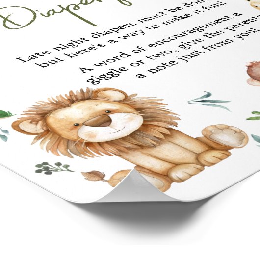 Wild One Safari Late Night Luiers Baby shower Poster (Hoek)