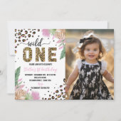 Wild One Safari Leopard 1e Verjaardag uitnodiging (Voorkant)