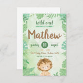 Wild One Safari Lion Invitation (Devant / Derrière)