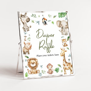 Wild One Safari Luier Raffle Baby shower Poster