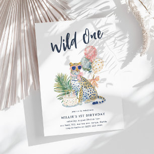 Wild One Safari Meisjes 1e Verjaardagsfeestje Kaart