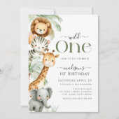 Wild One Safari Oerwoud Animal Boy 1e verjaardag I Kaart (Voorkant)