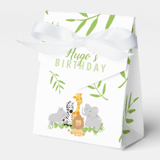 Wild One Safari Oerwoud Birthday Favor Box Bedankdoosjes (Voorkant Zijde)