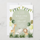 Wild One Safari Oerwoud Boy Baby shower Invitation Kaart (Voorkant)