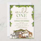 Wild One Safari Oerwoud Boy Eerste Verjaardag Kaart (Voorkant)