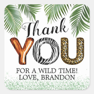 Wild One Safari Oerwoud Dank u wel Vierkante Sticker