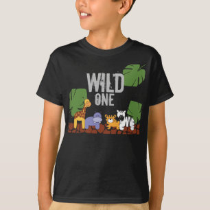 WILD ONE Safari Oerwoud Thema Eerste Verjaardag zw T-shirt