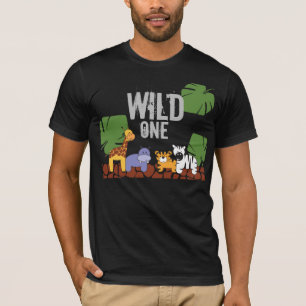 WILD ONE Safari Oerwoud Thema Eerste Verjaardag zw T-shirt