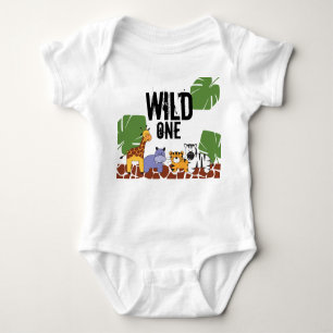 "WILD ONE" Safari, Oerwoud Theme First Birthday Romper
