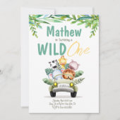 Wild One Safari Party Kids Verjaardagsuitnodiging Kaart (Voorkant)