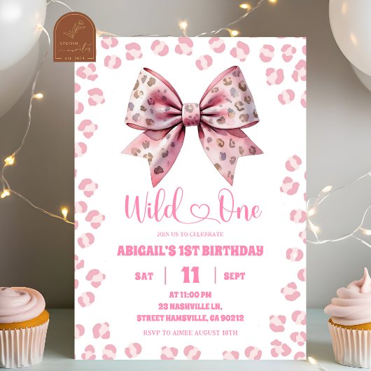 Wild One Safari Pattern Bow 1e verjaardag Kaart