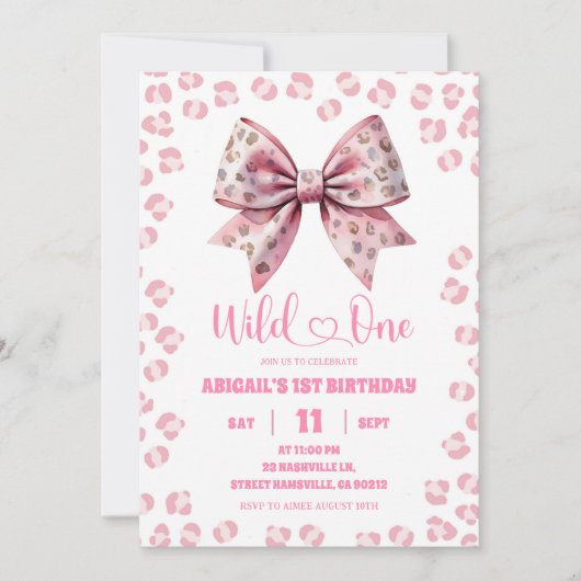 Wild One Safari Pattern Bow 1e verjaardag Kaart (Voorkant)