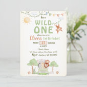 Wild One Safari Photo First Birthday Invitation (Debout devant)