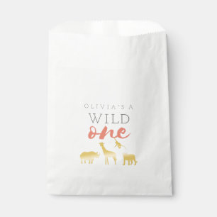 Wild One Safari Pink and Gold 1st Birthday Bedankzakje
