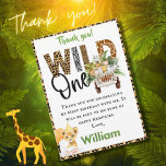 Wild One Safari premier anniversaire garçon Carte<br><div class="desc">Vous apprécierez d'envoyer ce charmant et unique remerciement - avec cette jeep spéciale portant les animaux de safari - complétée par son nom personnalisé - et l'adorable petit bébé qui dit "joyeux anniversaire". Toute question de conception n'a qu'à envoyer un conversation ou un courriel à charmdesignstudio@rcn.com et nous serons heureux...</div>