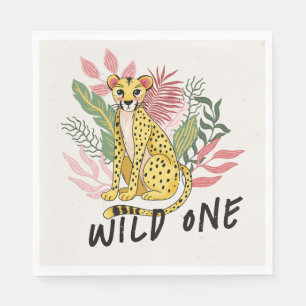 Wild One Safari Roze Jachtluipaard Kinderverjaarda Servet