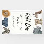 Wild One Safari Theme Boy's 1st Birthday Spandoek (Horizontaal)