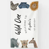 Wild One Safari Theme Boy's First Birthday Banner (Verticaal)