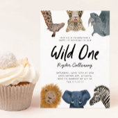 Wild One Safari Theme First Birthday Party Kaart
