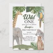 Wild One Safari Tropic Birthday Invitation (Devant)