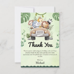 Wild One Safari Verjaardag Bedankt Card