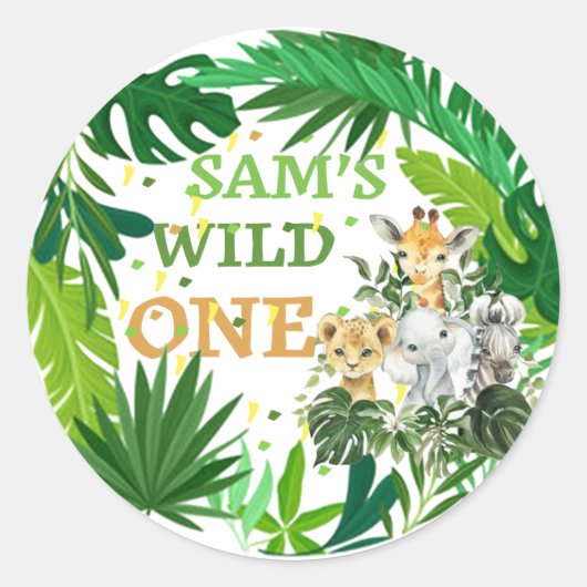 Wild One Safari Verjaardag Sticker (Voorkant)