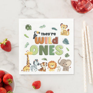 Wild One Safari Zoo Animal Verjaardagsfeestje Servet