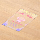 Wild One Schattigee olifant 1e verjaardag Acryl Uitnodigingen (Laagn)