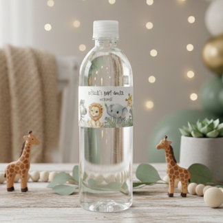 Wild One Sweet Safari Jungle baby shower  Waterfles Etiket
