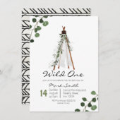 Wild One Teepee première invitation d'anniversaire (Devant / Derrière)